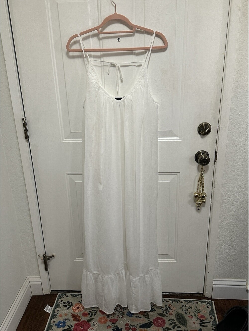 GAP White Sleeves Cotton Dress with Ruffle Hem Size M - Picture 2 of 9